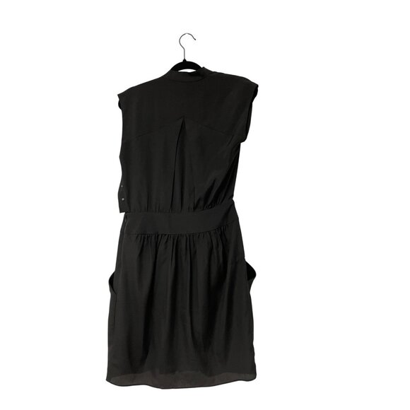 BCBGeneration Womens Mini Dress Draped Size 8 Black Shift Faux Wrap Pleated NWT - Picture 3 of 11